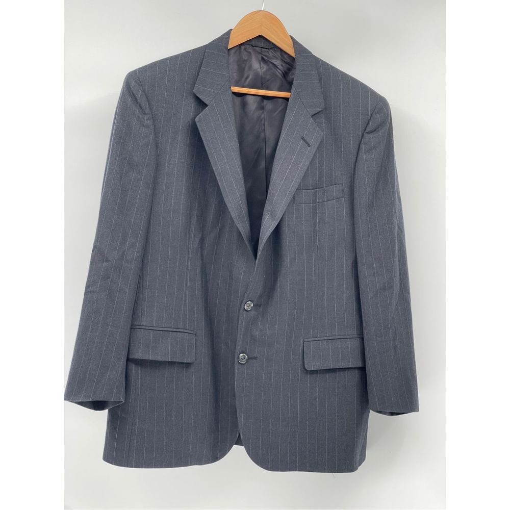 Barney's New York Men Sport Coat Suit Jacket Size 44 Gray Pin Striped Wool